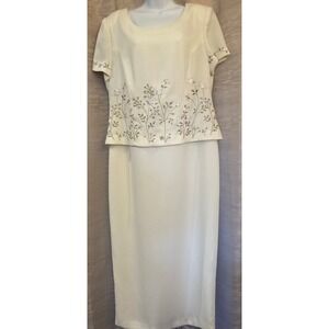 R&M Richards Karen Kwong Floral Embroidered Dress Size 16 Party‎ Occasion